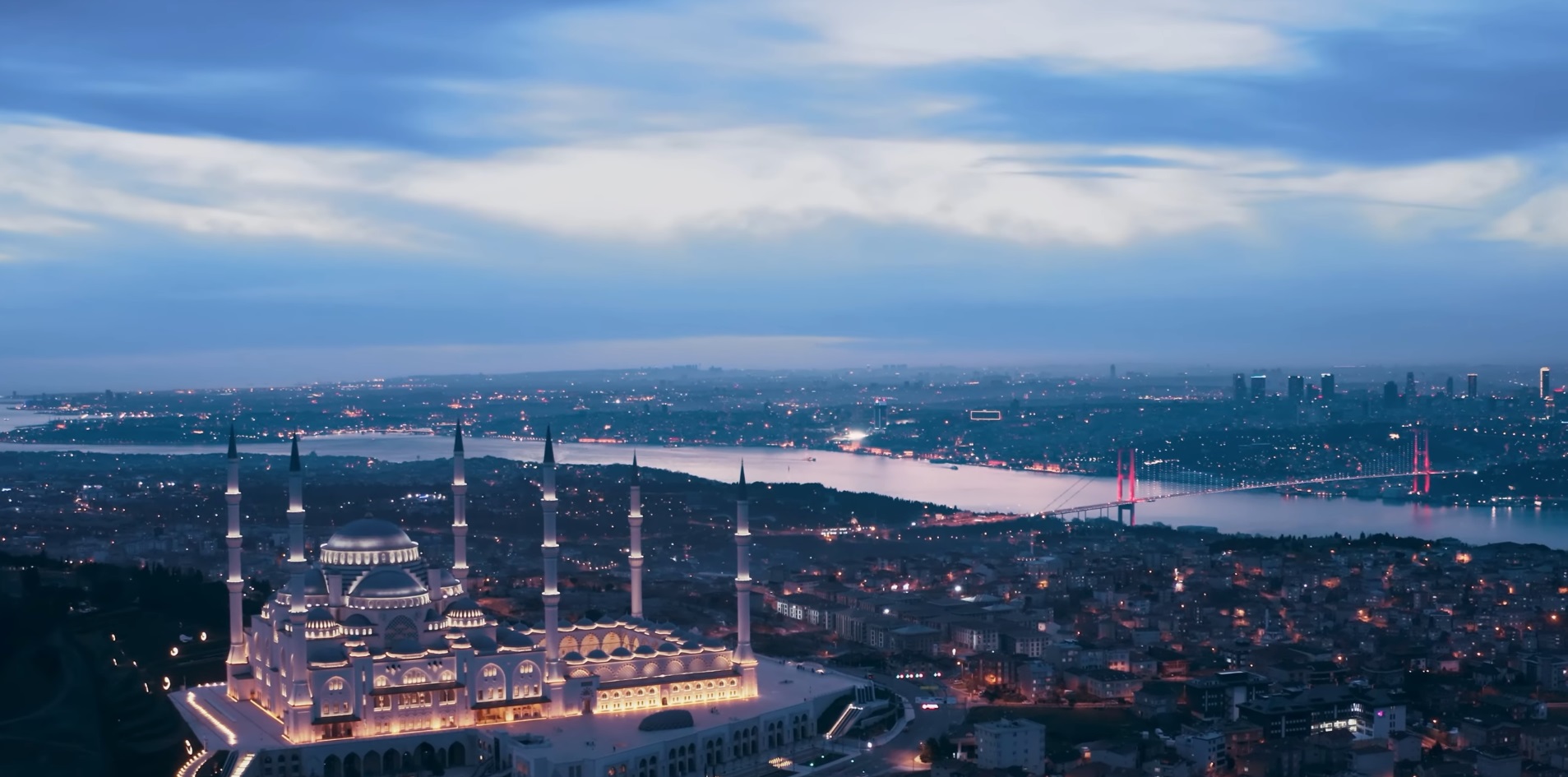 Istanbul Buyuk Camlıca Mosque Sunset Long Sıngle-Plan Shot